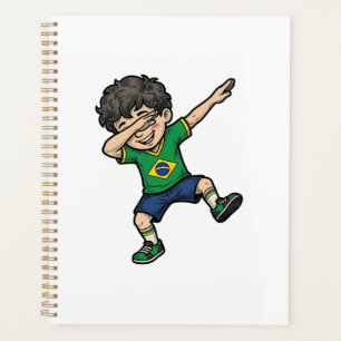 Brasilien Fußball Dab Junge Vintage Vector Shirt_1 Planer