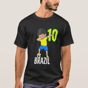 Brasilien Fußball für Jungen Nummer 10 Dabbing Tab T-Shirt