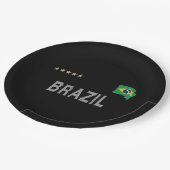 Brasilien Fußball Shirt Herz Pappteller (Schrägansicht)