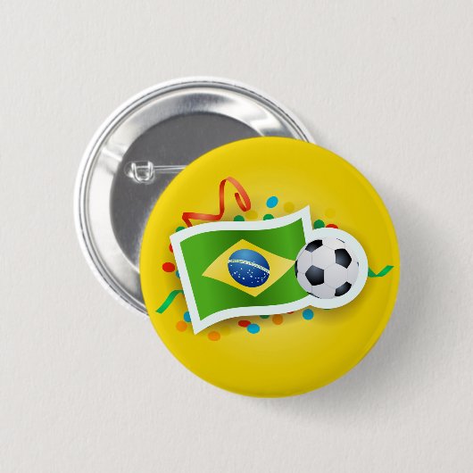 Brasilien, Fußball und Flagge Button (Vorne & Hinten)