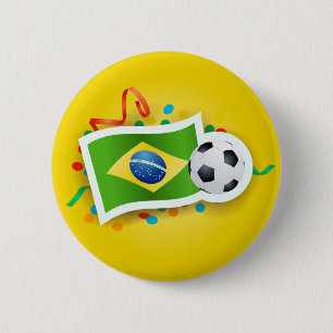 Brasilien, Fußball und Flagge Button