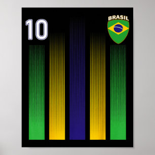 Brasilien Fußballtrikot Brasilien 10 Fußball Fan Poster