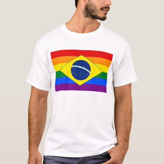 Brasilien Gay Pride Rainbow Flag T - Shirt (Vorderseite)