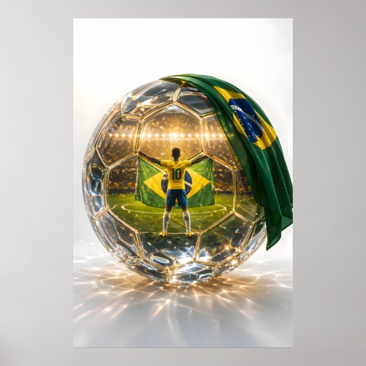 Brasilien Golden Sphere Sieg – Elite-Fußballkunst Poster (Vorne)