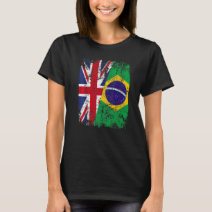 BRASILIEN Halb BRITANNIEN UK Freundschaftsflagge B T-Shirt
