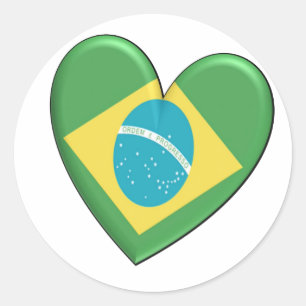 Brasilien-Herz-Flagge Runder Aufkleber
