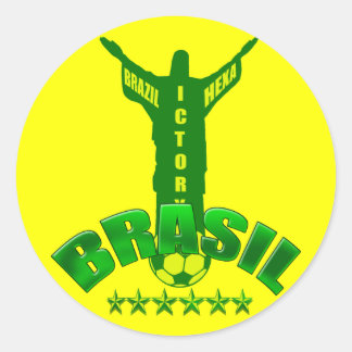 Brasilien Hexa Siegweltmeister sechs Sterne Runder Aufkleber
