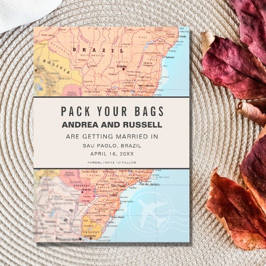 Brasilien Hochzeit in Urlaubsort Pack Ihre Flaggen Save The Date