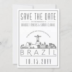 Brasilien Hochzeit stilisierte Skyline Save the Da Einladung