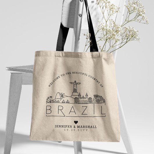 Brasilien Hochzeit | Stilisierte Skyline Tote Bag Tragetasche