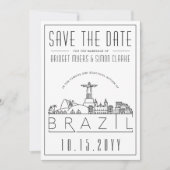 Brasilien Hochzeitstilisierte Skyline Save the Dat Einladung (Vorderseite)