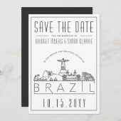 Brasilien Hochzeitstilisierte Skyline Save the Dat Einladung (Vorne/Hinten)