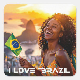 BRASILIEN - ICH LIEBE BRASILIEN QUADRATISCHER AUFKLEBER