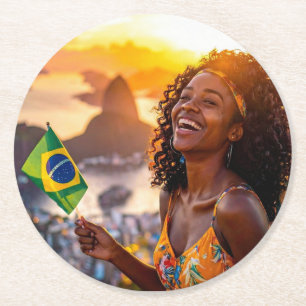 BRASILIEN - ICH LIEBE BRASILIEN RUNDER PAPPUNTERSETZER
