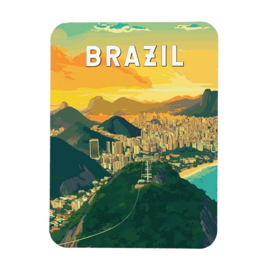 Brasilien Illustration Travel Art Vintag Magnet (Vertikal)