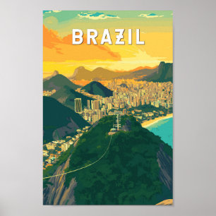 Brasilien Illustration Travel Art Vintag Poster