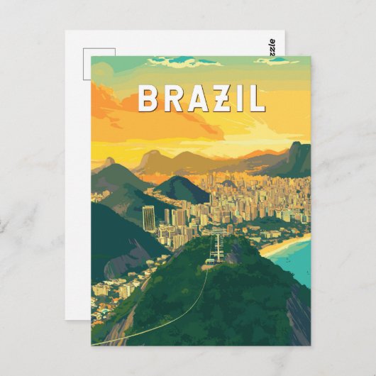 Brasilien Illustration Travel Art Vintag Postkarte (Vorne/Hinten)