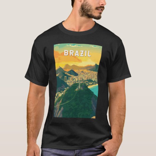 Brasilien Illustration Travel Art Vintag T-Shirt (Vorderseite)