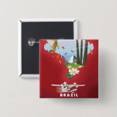 Brasilien Illustriertes Reiseplakat. Button (Vorne & Hinten)