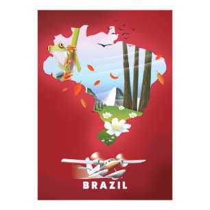 Brasilien Illustriertes Reiseplakat. Fotodruck