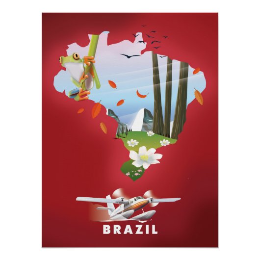 Brasilien Illustriertes Reiseplakat. Poster (Vorderseite)
