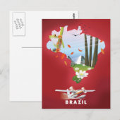Brasilien Illustriertes Reiseplakat. Postkarte (Vorne/Hinten)