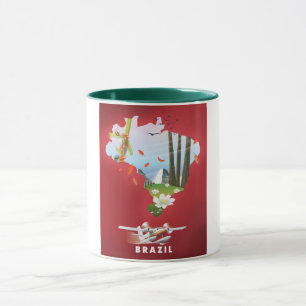 Brasilien Illustriertes Reiseplakat. Tasse