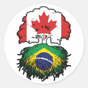 Brasilien - kanadisches Kanada Tree Roots Flag Runder Aufkleber