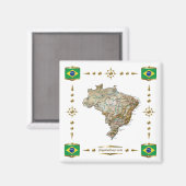 Brasilien Karte + Flaggen Magnet (Vorderseite/Rückseite)