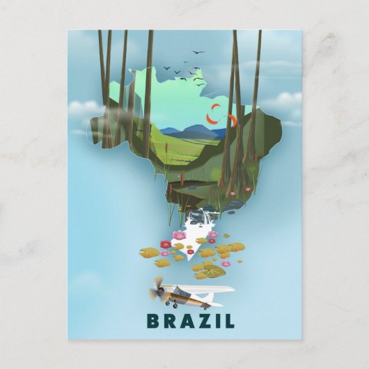 Brasilien Karte Illustriertes Reiseplakat (Vorderseite)