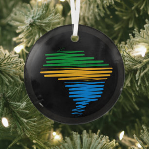 Brasilien kartografiert Grenze mit brasilianischen Ornament Aus Glas