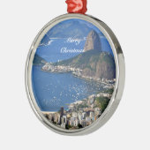 Brasilien: Landschaft Rio de Janeiro - Frohe Weihn Silbernes Ornament (Links)