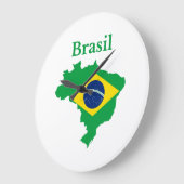 Brasilien Map Flag Design Große Wanduhr (Winkel)