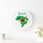 Brasilien Map Flag Design Große Wanduhr (Zuhause)