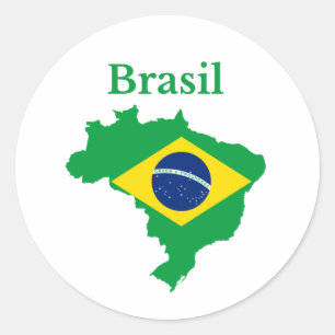Brasilien Map Flag Design Runder Aufkleber