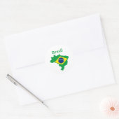 Brasilien Map Flag Design Runder Aufkleber (Umschlag)
