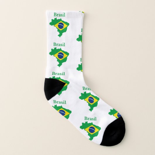 Brasilien Map Flag Design Socken (Links - Innen)