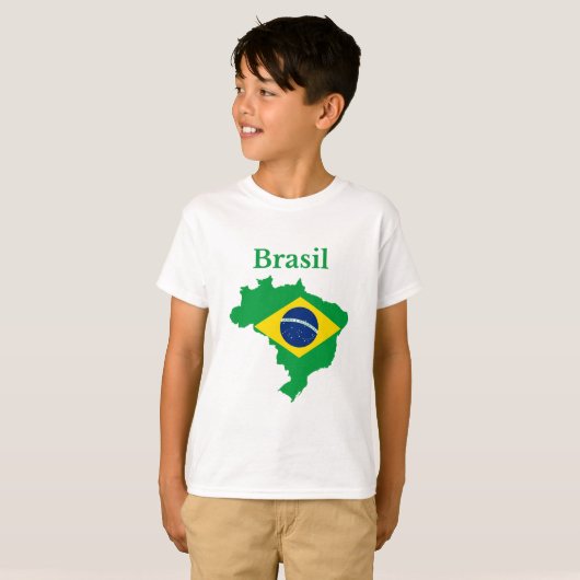 Brasilien Map Flag Design T-Shirt (Vorne ganz)