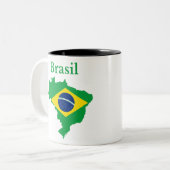 Brasilien Map Flag Design Zweifarbige Tasse (Vorderseite Links)