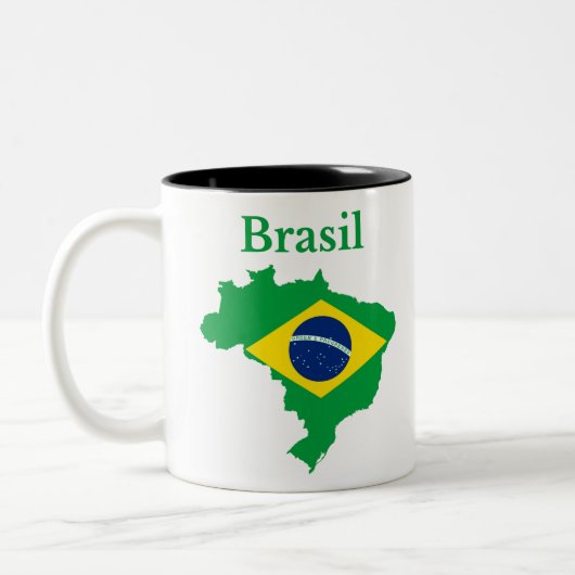 Brasilien Map Flag Design Zweifarbige Tasse (Links)