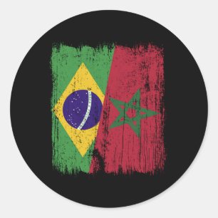Brasilien Marokko Halbe Flagge Brasilianisch Marok Runder Aufkleber