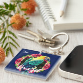 Brasilien mit farbenprächtigem Papagei-T - Shirt Schlüsselanhänger (Vorderseite rechts)