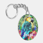 Brasilien mit farbenprächtigem Papagei-T - Shirt Schlüsselanhänger (Vorderseite links)