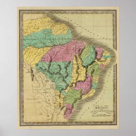 Brasilien mit Guyana und Paraguay Poster (Vorne)