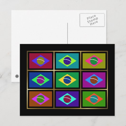 Brasilien Multihue Flags Postkarte (Vorne/Hinten)