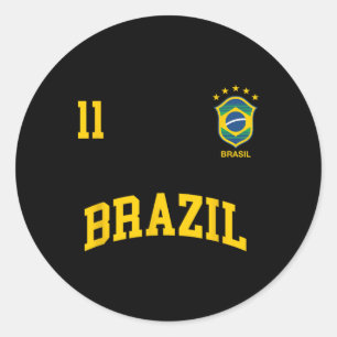 Brasilien Nummer 11 Brasilianische Fußballmannscha Runder Aufkleber