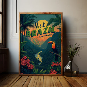 Brasilien Regenwald Toucan Vintage Reise Poster