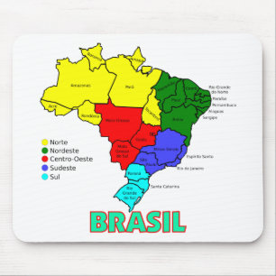 Brasilien. Regionen in der Farbe Mousepad