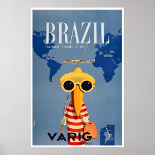Brasilien Reiseplakat Rio De Janeiro Kunst Varig Poster