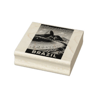 Brasilien Rio De Janeiro Original Art Wood Tinte B Gummistempel